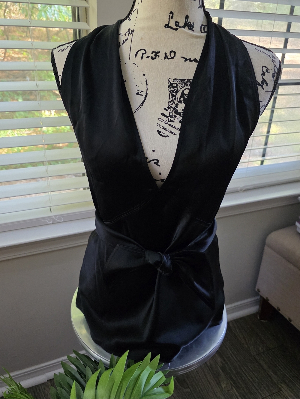 Polo Ralph Lauren Black Satin Wrap Halter Top Size 8 NWT.